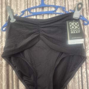 Coco Reef Black High-Waist Ruched Swim Briefs